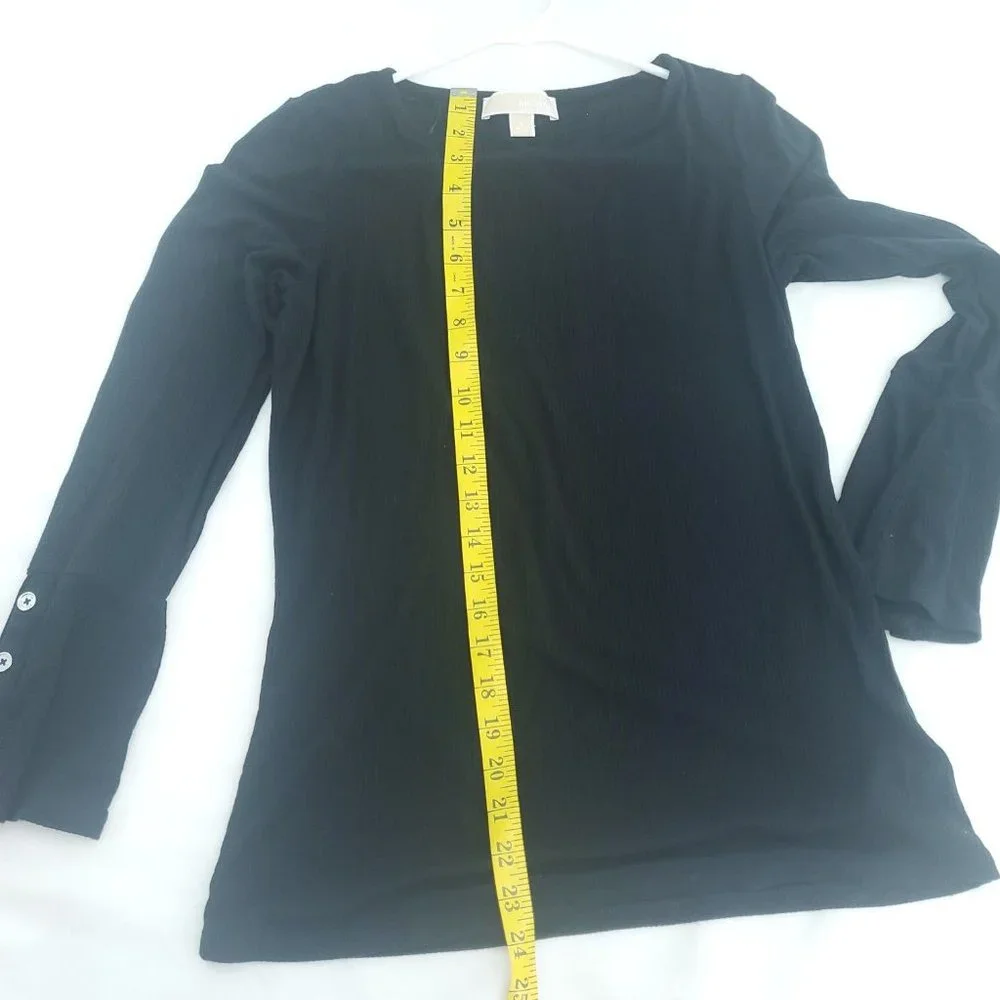 Michael Kors Womens Black Knitted Long Sleeve Pullover Ribbed Blouse Top Size S